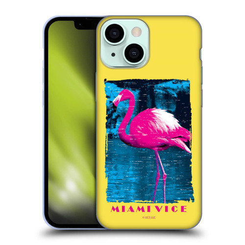 Miami Vice Art Pink Flamingo Soft Gel Case for Apple iPhone 13 Mini