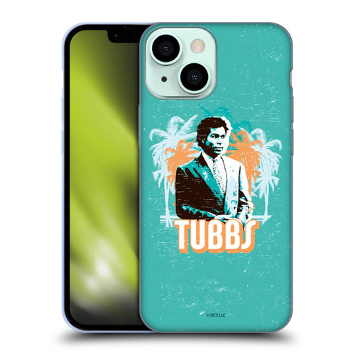 Miami Vice Art Tubbs And Palm Tree Scenery Soft Gel Case for Apple iPhone 13 Mini