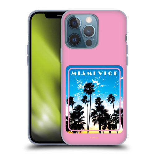 Miami Vice Art Miami Beach Palm Tree Soft Gel Case for Apple iPhone 13 Pro