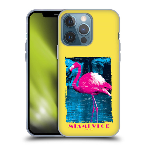 Miami Vice Art Pink Flamingo Soft Gel Case for Apple iPhone 13 Pro