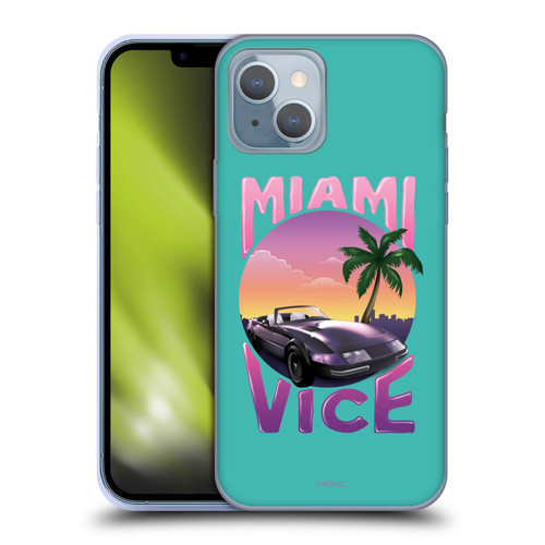 Miami Vice Art Sunset Car Soft Gel Case for Apple iPhone 14