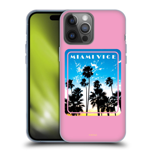 Miami Vice Art Miami Beach Palm Tree Soft Gel Case for Apple iPhone 14 Pro Max