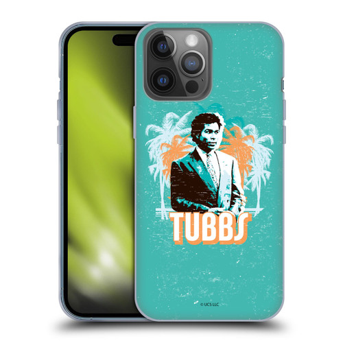 Miami Vice Art Tubbs And Palm Tree Scenery Soft Gel Case for Apple iPhone 14 Pro Max