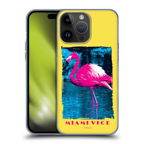 Miami Vice Art Pink Flamingo Soft Gel Case for Apple iPhone 15 Pro Max