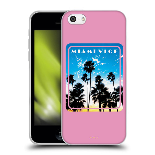 Miami Vice Art Miami Beach Palm Tree Soft Gel Case for Apple iPhone 5c