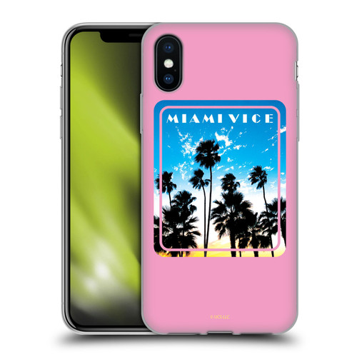 Miami Vice Art Miami Beach Palm Tree Soft Gel Case for Apple iPhone X / iPhone XS
