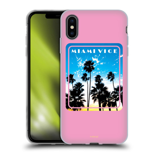 Miami Vice Art Miami Beach Palm Tree Soft Gel Case for Apple iPhone XS Max