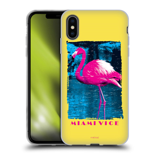 Miami Vice Art Pink Flamingo Soft Gel Case for Apple iPhone XS Max