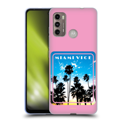 Miami Vice Art Miami Beach Palm Tree Soft Gel Case for Motorola Moto G60 / Moto G40 Fusion