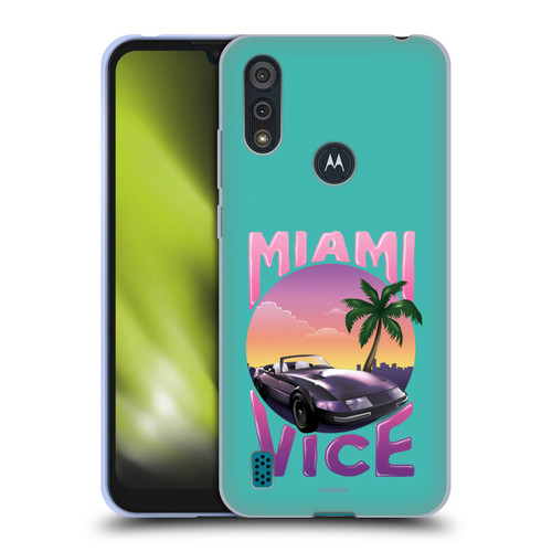 Miami Vice Art Sunset Car Soft Gel Case for Motorola Moto E6s (2020)