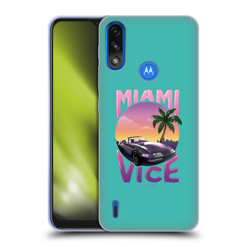 Miami Vice Art Sunset Car Soft Gel Case for Motorola Moto E7 Power / Moto E7i Power