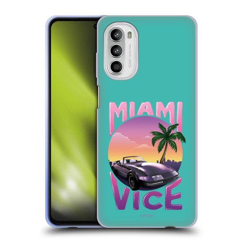 Miami Vice Art Sunset Car Soft Gel Case for Motorola Moto G52
