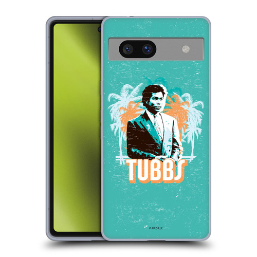 Miami Vice Art Tubbs And Palm Tree Scenery Soft Gel Case for Google Pixel 7a