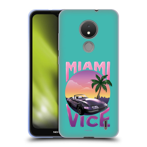 Miami Vice Art Sunset Car Soft Gel Case for Nokia C21