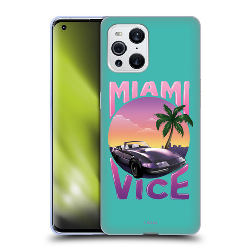 Miami Vice Art Sunset Car Soft Gel Case for OPPO Find X3 / Pro