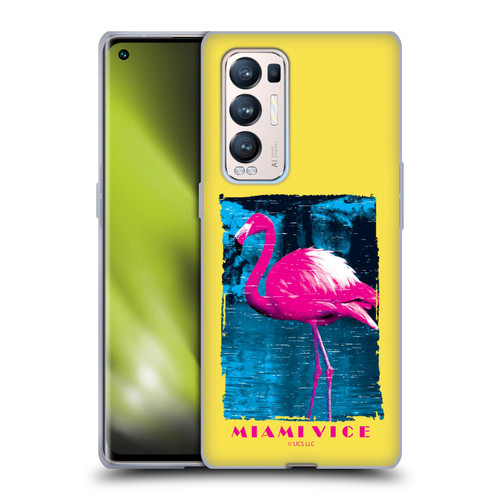 Miami Vice Art Pink Flamingo Soft Gel Case for OPPO Find X3 Neo / Reno5 Pro+ 5G