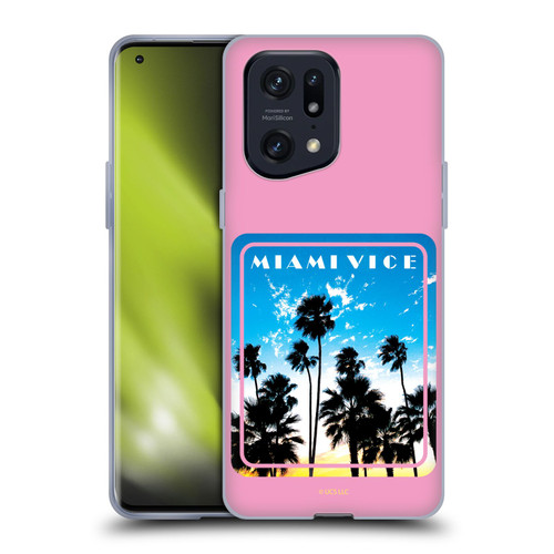 Miami Vice Art Miami Beach Palm Tree Soft Gel Case for OPPO Find X5 Pro