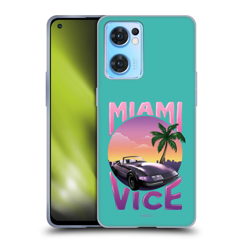 Miami Vice Art Sunset Car Soft Gel Case for OPPO Reno7 5G / Find X5 Lite