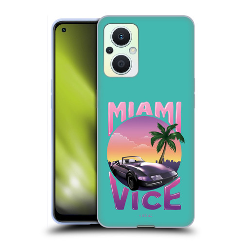 Miami Vice Art Sunset Car Soft Gel Case for OPPO Reno8 Lite