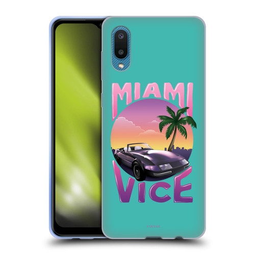 Miami Vice Art Sunset Car Soft Gel Case for Samsung Galaxy A02/M02 (2021)