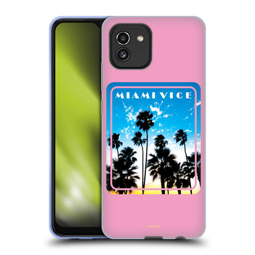 Miami Vice Art Miami Beach Palm Tree Soft Gel Case for Samsung Galaxy A03 (2021)