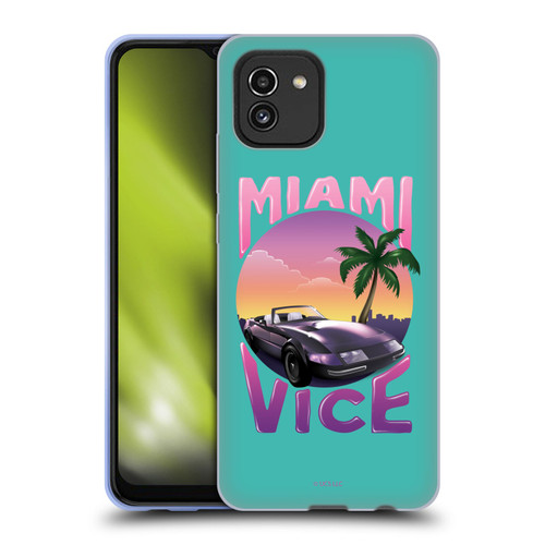 Miami Vice Art Sunset Car Soft Gel Case for Samsung Galaxy A03 (2021)