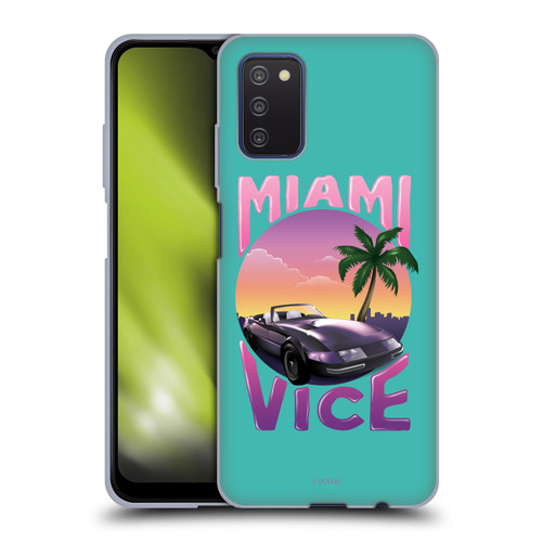 Miami Vice Art Sunset Car Soft Gel Case for Samsung Galaxy A03s (2021)