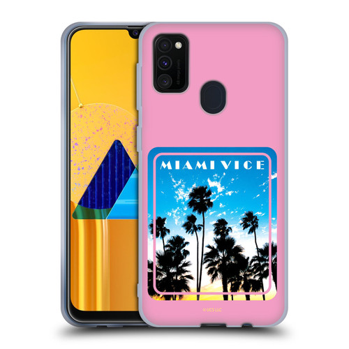 Miami Vice Art Miami Beach Palm Tree Soft Gel Case for Samsung Galaxy M30s (2019)/M21 (2020)
