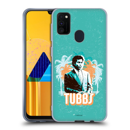 Miami Vice Art Tubbs And Palm Tree Scenery Soft Gel Case for Samsung Galaxy M30s (2019)/M21 (2020)