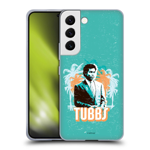 Miami Vice Art Tubbs And Palm Tree Scenery Soft Gel Case for Samsung Galaxy S22 5G
