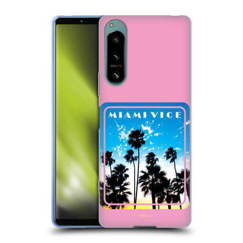 Miami Vice Art Miami Beach Palm Tree Soft Gel Case for Sony Xperia 5 IV