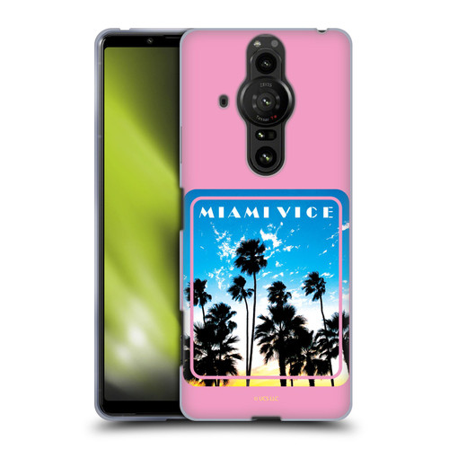 Miami Vice Art Miami Beach Palm Tree Soft Gel Case for Sony Xperia Pro-I