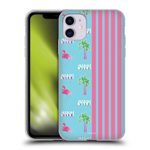Miami Vice Graphics Half Stripes Pattern Soft Gel Case for Apple iPhone 11
