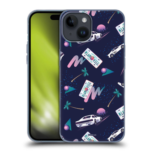 Miami Vice Graphics Pattern Soft Gel Case for Apple iPhone 15