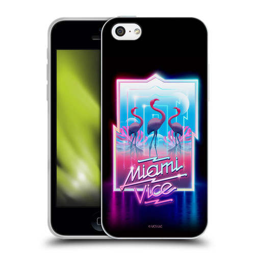 Miami Vice Graphics Flamingos Soft Gel Case for Apple iPhone 5c