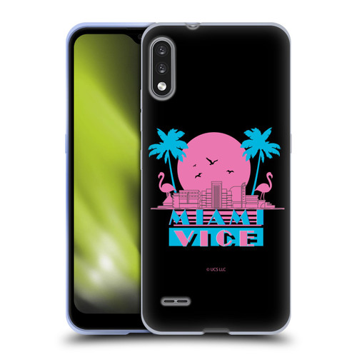 Miami Vice Graphics Sunset Flamingos Soft Gel Case for LG K22
