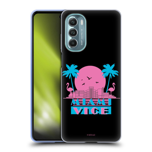Miami Vice Graphics Sunset Flamingos Soft Gel Case for Motorola Moto G Stylus 5G (2022)