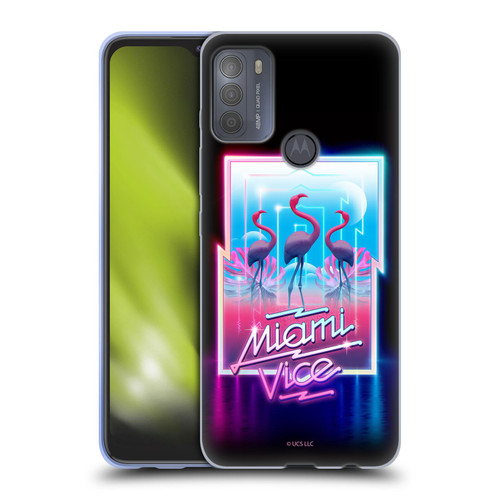 Miami Vice Graphics Flamingos Soft Gel Case for Motorola Moto G50