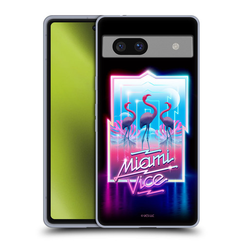 Miami Vice Graphics Flamingos Soft Gel Case for Google Pixel 7a