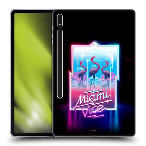 Miami Vice Graphics Flamingos Soft Gel Case for Samsung Galaxy Tab S8 Plus