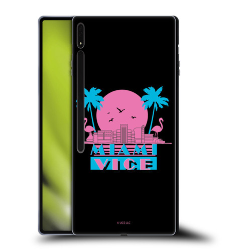 Miami Vice Graphics Sunset Flamingos Soft Gel Case for Samsung Galaxy Tab S8 Ultra