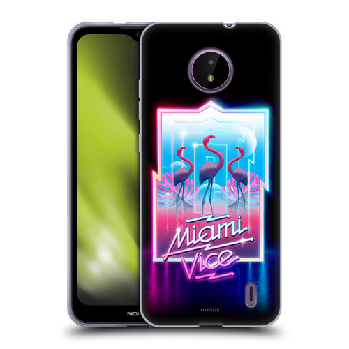 Miami Vice Graphics Flamingos Soft Gel Case for Nokia C10 / C20
