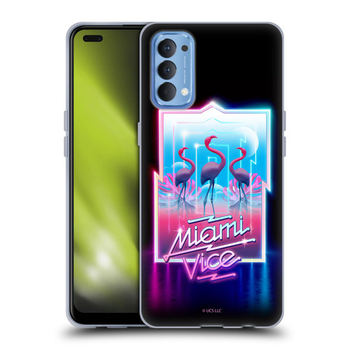 Miami Vice Graphics Flamingos Soft Gel Case for OPPO Reno 4 5G