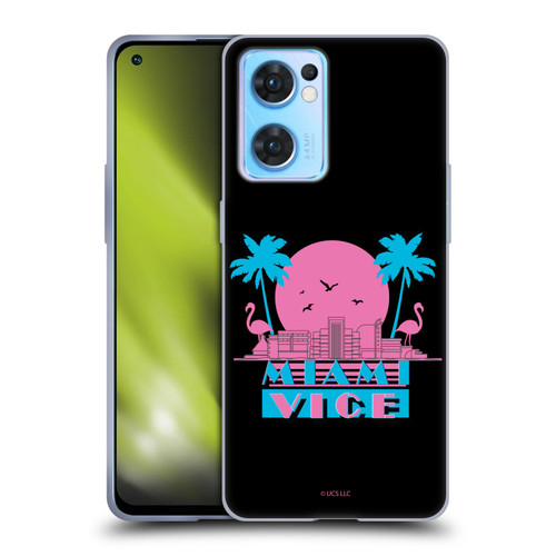 Miami Vice Graphics Sunset Flamingos Soft Gel Case for OPPO Reno7 5G / Find X5 Lite