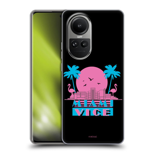 Miami Vice Graphics Sunset Flamingos Soft Gel Case for OPPO Reno10 5G / Reno10 Pro 5G