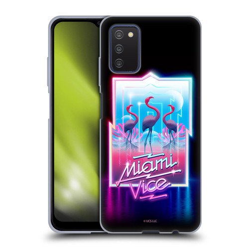 Miami Vice Graphics Flamingos Soft Gel Case for Samsung Galaxy A03s (2021)