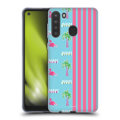 Miami Vice Graphics Half Stripes Pattern Soft Gel Case for Samsung Galaxy A21 (2020)