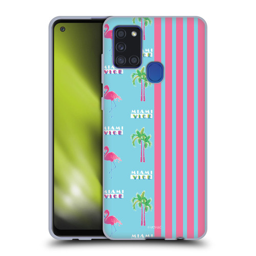 Miami Vice Graphics Half Stripes Pattern Soft Gel Case for Samsung Galaxy A21s (2020)