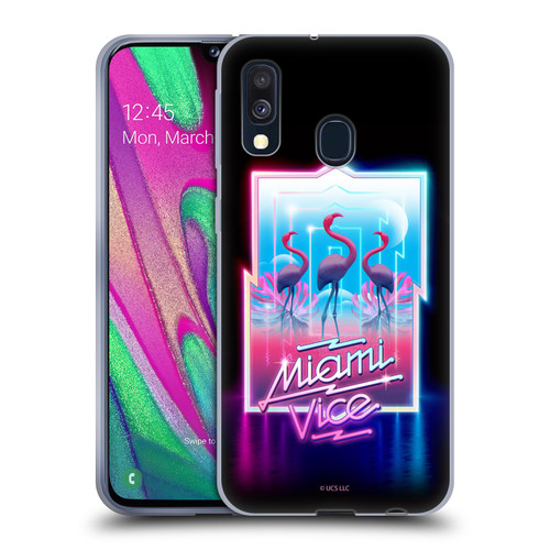Miami Vice Graphics Flamingos Soft Gel Case for Samsung Galaxy A40 (2019)