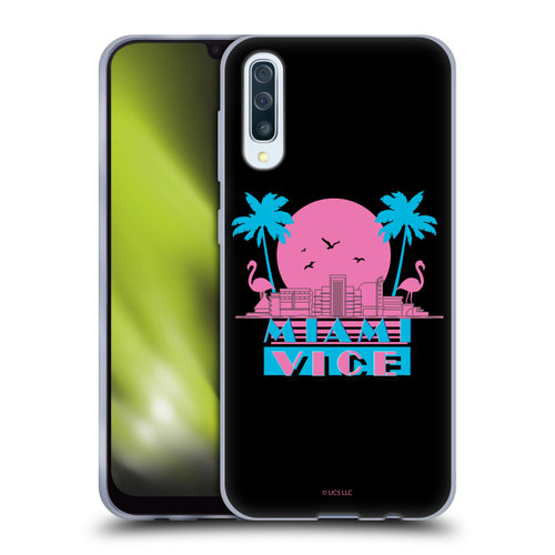 Miami Vice Graphics Sunset Flamingos Soft Gel Case for Samsung Galaxy A50/A30s (2019)